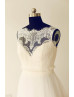 Ivory Eyelash Lace Tulle Romantic Wedding Dress With Decorative Buttons